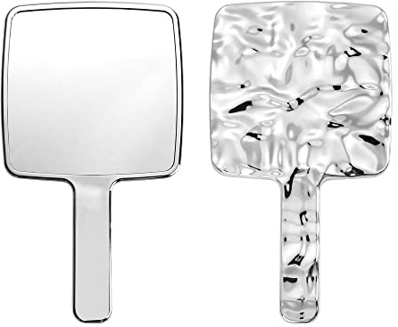 YCHMIR Hand Held Mirror Electroplate Mirror Sliver, Square 11 x 6.2 inch
