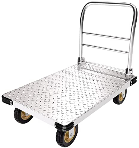 Klappbarer Plattformwagen Push Cart Dolly Kapazität 900kg Faltbarer Plattformwagen Transportwagen Rollwage Handwagen Stahl Strapazierfähiger Beweglicher Flachbett-Handwagen (92X62cm