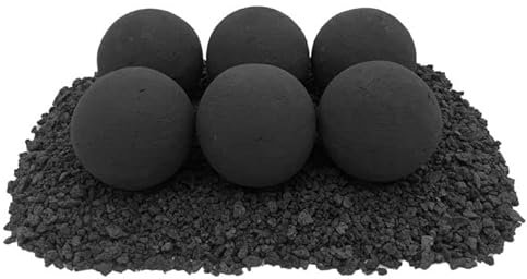 American Fireglass Lite Stone Lot de 6 boules de feu de 10,2 cm | Céramique toutes saisons et durable | À utiliser avec la pierre de lave dans une cheminée, un foyer ou un bol | Gaz naturel ou propane