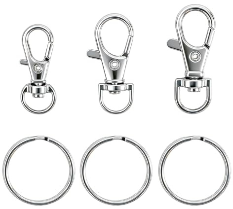 moinkerin 80 Pièces Porte Clef Mousqueton Porte Clé Anneaux Porte Clé pour le Bricolage, la Résine et la Fabrication de bijoux