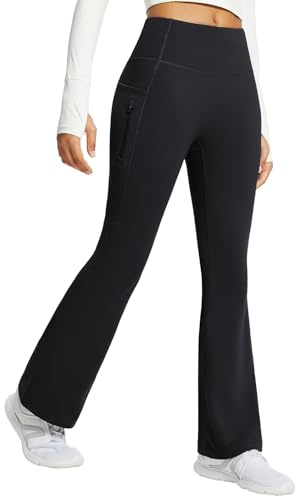 baleaf Fleecefodrade utsvängda leggings, termiska byxor med fickor, promenadbyxor, yogabyxor, byxor med hög midja, byxor i vattentåligt material, bootleg-jeans, XXL