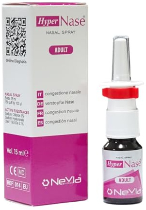 HYPERNASE Spray Nasale Adulti– Soluzione Ipertonica 3% con Acido Ialuronico 0,1%, Congestione e Muco