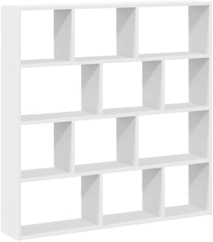 vidaXL Estante Cubo Pared 12 Compartimentos Madera ingeniería Blanco, Estante Cubo Flotante, estantería Caja Flotante, Estante Cubo Colgante