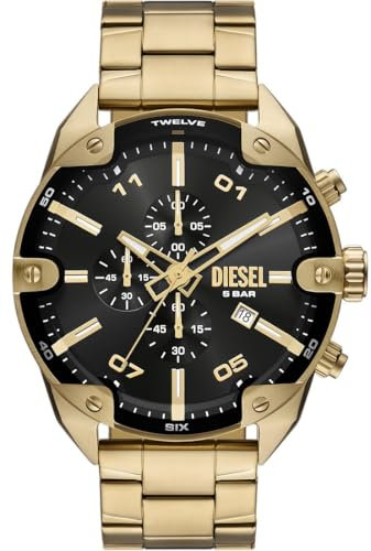 Diesel Herren Analog Quarz Uhr mit Edelstahl Armband DZ4678