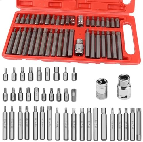 40 Piezas Hexagonales Puntas Torx Kit, Incluyen Hexagonales, Torx y Spline Puntas, Puntas Atornillador Imantadas Kit, Llaves de Vasos de Impacto, para Reparación de Automóviles