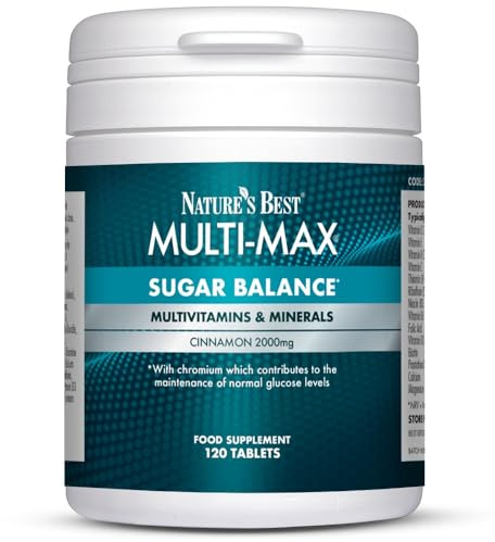 Nature's Best Multi-Max Multivitamin for Sugar Balance - with Vitamin B6, Vitamin C, Chomium and More - Blood Sugar & Energy Support - UK Made - 120 Tablets (2 Months' Supply)
