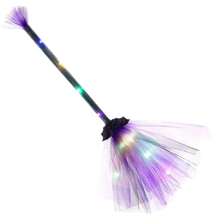 Escoba de bruja | Decoración de habitación de brujas con luz LED, accesorios de cosplay, decoraciones de Halloween para fiestas, juegos de rol, bailes de máscaras, interiores y exteriores, patio