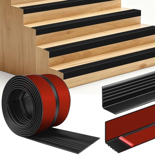 Profilo per bordi delle scale adesivo profilo antiscivolo per scale protezione bordi per gradini (3m, 50×25mm, Nero)