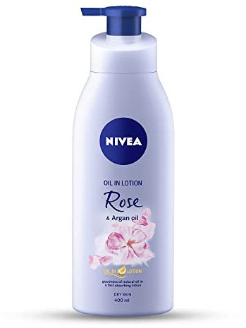 Nivea Rose and Argan Oil Body Lotion 400 ml (13.5 oz) - - goodness of natural oil in a fast absorbing lotion. Dry Skin - India