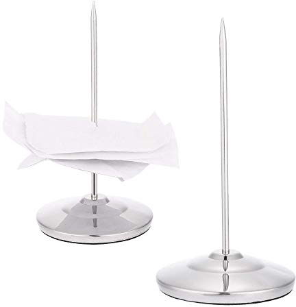 Dproptel Metall Zettelspießer Memo Halter Spike Stick Bill Gabel Gewichtig Fuß aus Metall Nadel Edelstahl für Notenpapier Rechnung Büro Schreibtisch 2 Stücken