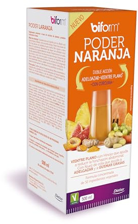 Dielisa BIFORM PODER NARANJA - COMPLEMENTO ALIMENTICIO - Sabor a Naranja con Doble Acción Control del Peso y Vientre Plano - para Combinar con tu Bebida Favorita - 500 ml