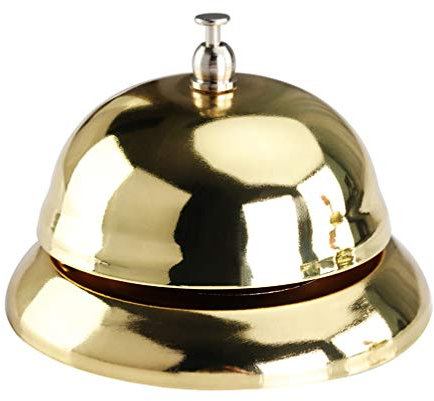 Golden Hand Bell Press Service Bell for Restaurant Reception Kitchen Counter Ring for Customer Calling and Game Use