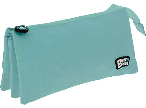Grafoplas 37545431. Estuche Escolar 3 Compartimentos, Color Azul Claro, 23, 5x12x14cm, Bits & Bobs