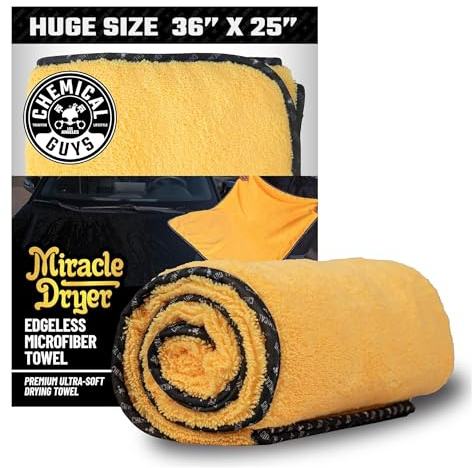 Chemical Guys Large Microfiber Drying Towel for Cars Trucks SUVs RVs and Motorcycles, Large 36 x 25 Inch Yellow Absorbent Exterior Drying Towel
