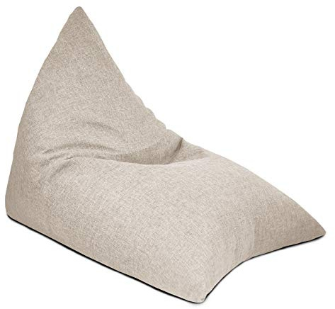 rucomfy Beanbags Barley Humbug Large Bean Bag, Use As Recliner Chair or Lounger, For Teens and Adults 90 x 140 x 116cm (Natural)