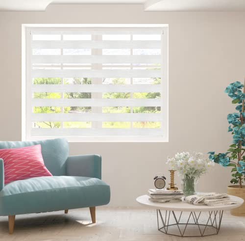 ZEBRA BLINDS | Day and Night | 50-55-65-75-85-95-105-115-125-135-145-155-165-175-185-195-205-215-225-230 cm Width | 150 cm Drop | Made to Measure | Customized | Bespoke (White, 80cm)