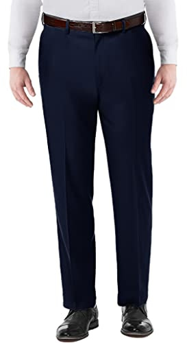 Pantalon pour garçon/homme, coupe robuste, coupe généreuse, pour école/bureau, demi-élastique, grande taille, jambes longues et courtes, XS/6XL, bleu marine, 3XL Plus Short