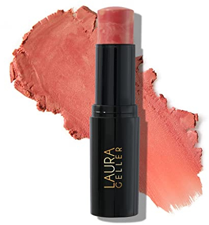 LAURA GELLER NEW YORK Italian Marble Make Up Blush Stick (Apricot Spritz) Marbleised Finish Cream Blush For Cheeks, Stick Blush For A Radiant & Natural Look, Illuminates Skin, Easy To Apply Blusher