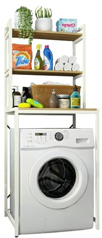 MAGIC SELECT Estantería Superior para Lavadora | Estante Organizador de Baño Ahorra Espacio | Mueble de Almacenamiento para Cuarto de Baño de 3 Niveles | Madera E1 y Acero.