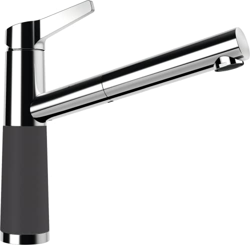 SCHOCK Küchenarmatur SC-510 Dusk – graue niederdruck Armatur CRISTADUR mit ausziehbarer Schlauchbrause und Standard Norm-Anschlüssen