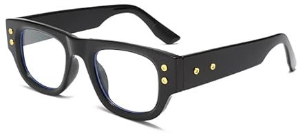 LJCZKA Vintage Occhiali Anti Luce Blu Donna Rettangolari Montatura Spessi Uomo, Classici Quadrati Occhiali con Filtro per la Luce Blu da Computer Gaming TV