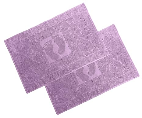 OG-ER Badvorleger Set 2 Teilig, Frottee Duschvorleger, Waschbar Duschmatte & Badteppich, 600 g/m² &100% Baumwolle, Saugfähig & Schnelltrocknend, 50 x 70 Lila