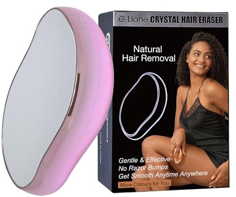 G.Liane Kristall Haarradiergummi,Verbesserter Schmerzloser Kristall Haarentferner,Effektiveres Kristall Haarentfernungsgerät Und Hautpeeling,Einfacher Körper Epilierer,Enthaarer(Hellrosa)