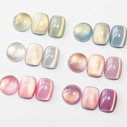 MIZHSE Cat Eye 6 st magnetisk UV-nagellack, soakoff med 1 magnet, glänsande, slät, hållbar, nagelvård, nybörjare, görs-lagom-nagellack hemma