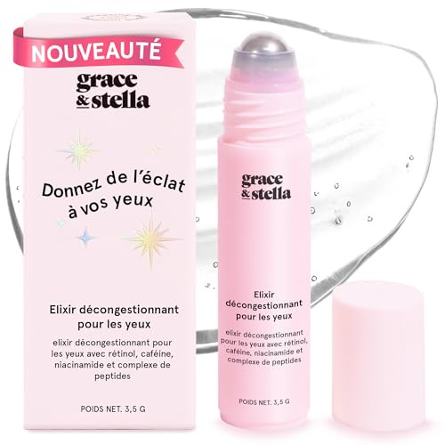 grace & stella Under Eye Brightener Roller - Retinol & Caffeine Eye Serum for Puffiness, Dark Circles, Fine Lines & Wrinkles - Hydrating & Smoothing - Vegan Cruelty-Free Skincare (15ml / 0.51 fl oz)