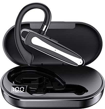 RUOVXWU Bluetooth Single wireless Headset Handsfree Earpiece,Bluetooth Headset V5.3 Earpiece, In-Ear Headphone Noise Cancelling Waterproof Earphones with Microphone for Business,Office,Driving