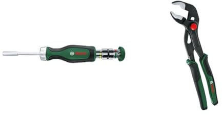 Bosch Home and Garden Rachet Screwdriver with 12 Bits + Water Pump Pliers