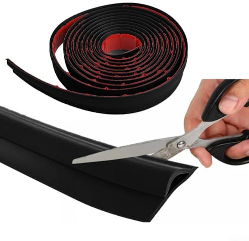 Besttoolifes 5M Carpet Trim Strip Self Carpet Trim Strip Self Adhesive TPE Laminate Floor Door Strip Door Floor Transition Threshold Trim And Edgings Rubber Flooring Edge Strip(5m Black)