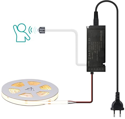 lichtvoll LED Streifen mit Bewegungssensor, 3m, Warmweiß, 36W, Unterbauleuchte für Küche und Akustikpaneele