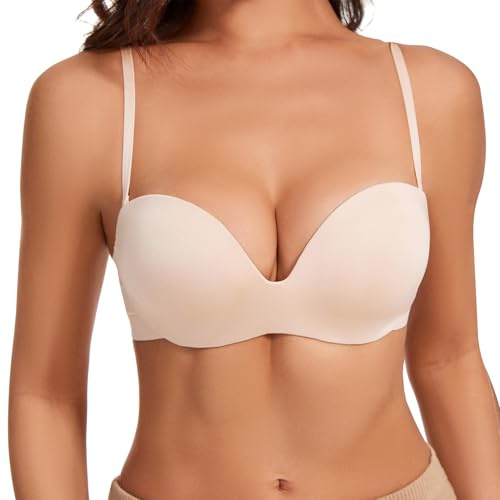 Damen Neckholder-BH mit tiefem Rücken, tiefer Ausschnitt, Balconette-Ausschnitt, rückenfreier BH mit vielseitig wandelbaren Trägern