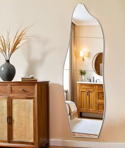 JMITHA Spiegel Asymmetrisch Asymmetrischer Spiegel Wand Spiegelfliesen Selbstklebend HD Glasspiegel Wandspiegel Fliesenspiegel Deko Spiegel zum Aufkleben auf Schrank Tür Wohnzimmer Wand