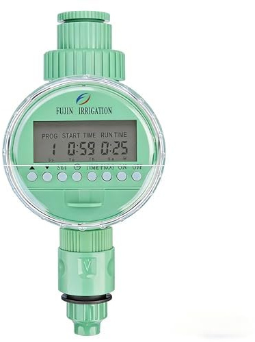 TRJZWA Ordenador de riego con Pantalla LCD, Resistente y Duradero, Color Verde