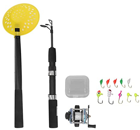 Canna da pesca sul ghiaccio Mulinello combinato Canna da pesca sul ghiaccio invernale in fibra di carbonio Set con ganci per mulinello Accessori per attrezzatura per gli