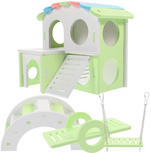 FOMIYES Hamster Hide Toy Wooden Hamster Toy Pvc Wear-resistant Small Pet House Facilitates Hamster's Activities Light Green Habitat Décor for Play and Rest Year