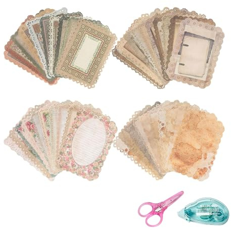 Ruispeed Vintage Scrapbook Papel con Relieve – versátil Accesorio para Bullet Journal y Collage – Set de 40 Hojas de cartulina inspiradas en Estilo Retro