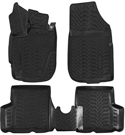 J&J AUTOMOTIVE 3D Tapis de Sol en Caoutchouc sur Mesure pour Dacia Duster 2014-2017 (Facelift), Premium, Bord Haut, Noir, Antidérapant, Toutes Saisons