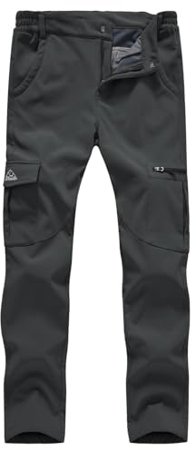 Gopune Pantaloni da donna impermeabili antivento foderato in pile caldo escursionismo sci isolati da neve (grigio, XL)