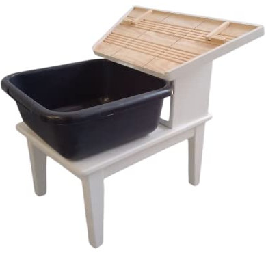 Lavadora Montessori Artisanal 100% madera para el hogar de los niños y comunidad infantil - Práctica actividad de lavado de la ropa