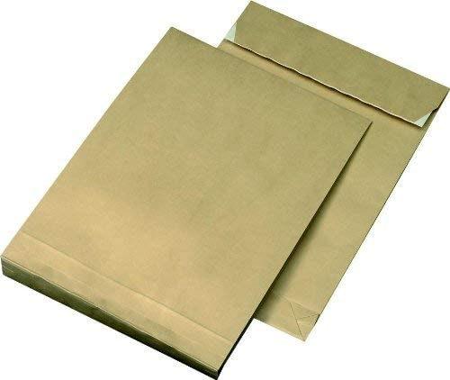 50 x braune Faltentaschen DIN B4 250× 353 mm 130g Versandtaschen selbstklebend ohne Fenster - Versandtaschen B4 mit 4 cm Bodenfalte - Versandtüten Brief-Kuverts große Umschlagtaschen (50)