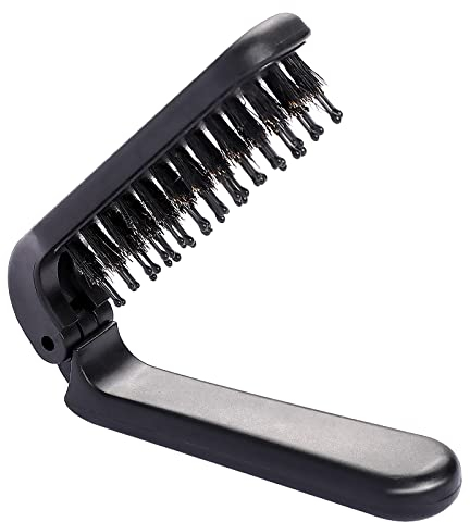Reise-Haarbürste, Mini-Faltbare Haarbürste tragbare Wildschweinborsten Haarkamm Taschengröße zusammenklappbarer Kamm Haarstyling-Werkzeug Mini-Haarbürste für Geldbörse Fitnessstudio Schwimmen Auto