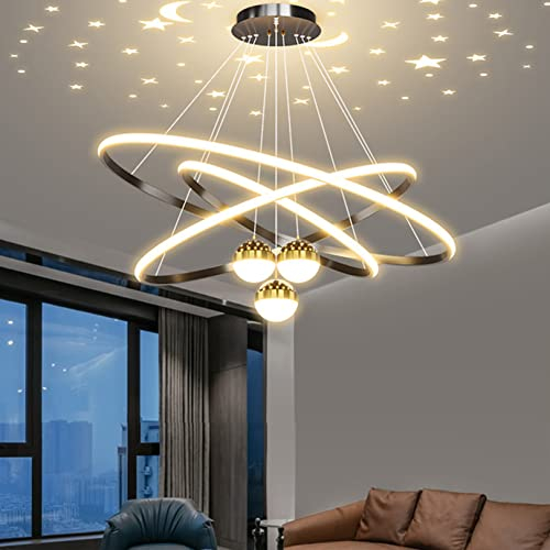 Bellastein Moderne LED Pendelleuchte Kreative LED Kronleuchtert Dimmbare Hängelampe moderner Deckenleuchter Modernes Hängeleuchte for Esszimmer Wohnzimmer Büro Küche (Schwarz, L30+40+60cm)