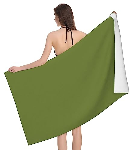 EkcoS Solides dunkelgrünes Mikrofaser-saugfähiges Badetuch, weich und saugfähig, Handtücher für Badezimmer, Fitnessstudio, Hotel und Spa (81,3 x 132,1 cm)