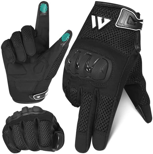 WestWood Fox Gear Guanti da Moto Mesh Traspirante Guanti protettivi da Moto Touchscreen a Dita Intere MTB Equitazione BMX ATV Ciclismo Corse su Strada Arrampicata Motocross Corse per Uomini e Donne