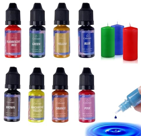 Kerzenwachs Farbe Dye,Farbe für kerzenwachs,Kerzenherstellung,8 Wachs Kerzen Farbe,Hochkonzentriert Flüssig Kerzen Farbe für DIY Kerze,für Sojawachs, Bienenwachs, Paraffinwachs, Gelwachs - je 10 ml