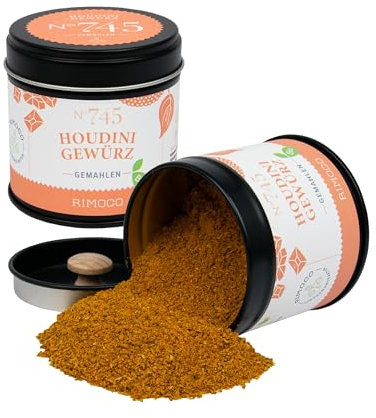 Rimoco Bio Gelenk Houdini Gewürz gemahlen 60g Dose - Bio Gewürzmischung aus Koriander gemahlen, Kreuzkümmel, Muskatnuss, Kurkuma Pulver und schwarzen Pfeffer