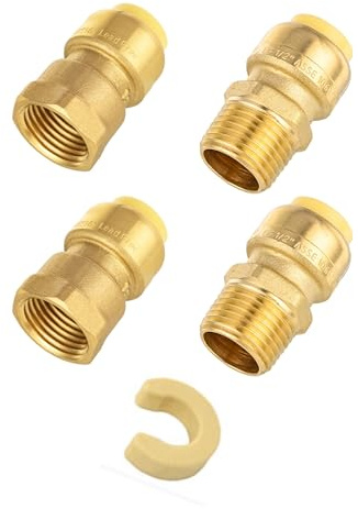 (Pack of 4) EFIELD Push fit 1/2 Inch Male/Female NPT Adapter Brass Fittings, Push to Connect Pex Copper, CPVC, with a Disconnect Tool,(PF189)